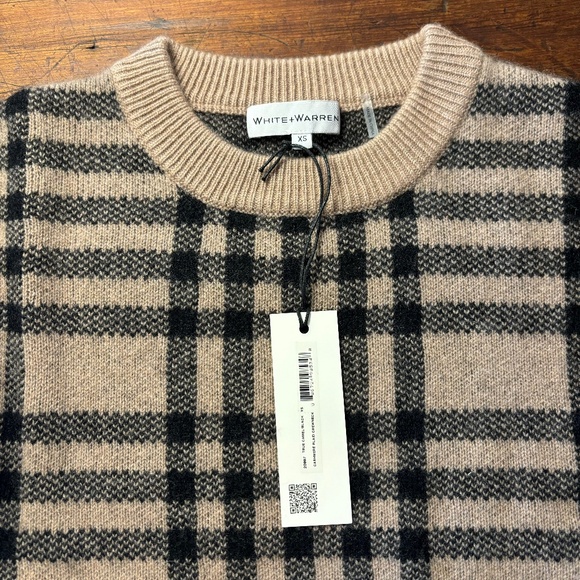 WHITE + WARREN Cashmere Plaid Crewneck - Picture 9 of 9